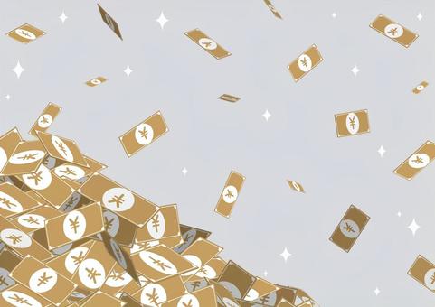 沢山のお札のモノトーンの背景素材 お金,お札,経済,ポップ,星,背景のイラスト素材