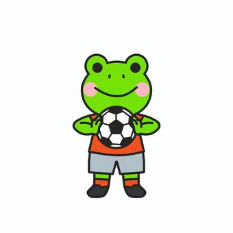 サッカーボールを持って気合をいれるカエル サッカーボール,ボール,サッカー部,部活動,部員,運動部,球技,部員募集,メンバー募集,練習のイラスト素材