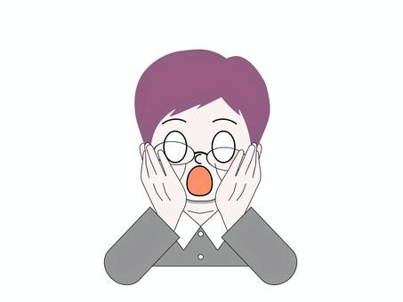 びっくりしてメガネがずれた紫ヘアのシニア シニア,お年寄り,ご年配,高齢者,中高年,おばあちゃん,祖母,義母,姑,びっくりのイラスト素材