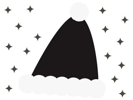 おしゃれな黒サンタ帽 黒,サンタ帽子,帽子,サンタ,クリスマス,シンプル,モノトーン,モノクロ,白黒,大人のイラスト素材