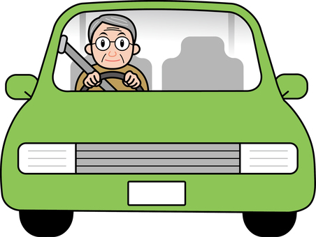 車と運転手（高齢男性） 車,自転車,マイカー,走行,運転,人物,男性,高齢者,年配,老人のイラスト素材