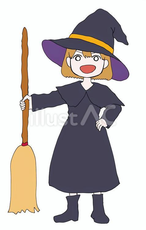 ほうきを持った魔女 魔女,ほうき,ハロウィンのイラスト素材