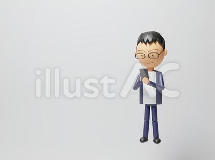 スマホを操作する中年男性