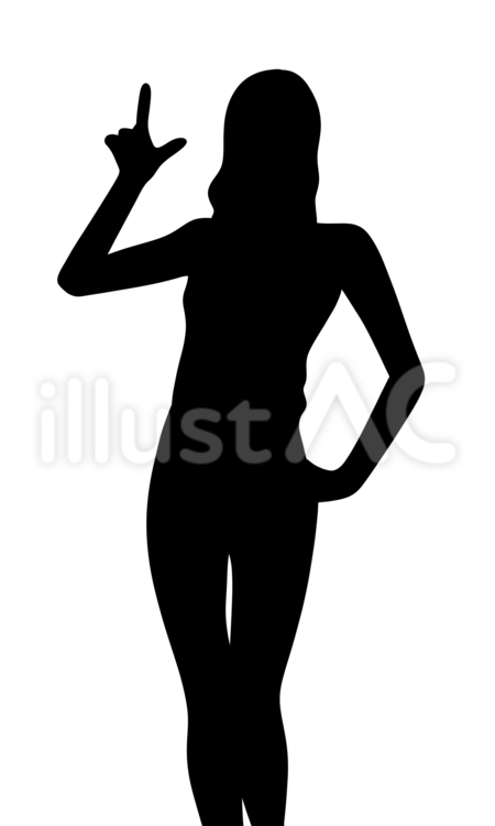 人差し指をあげる女性のシルエット シルエット,女性,全身のイラスト素材