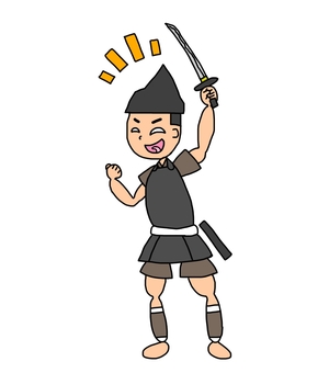 侮る鎌倉時代の雑兵 雑兵,侍,武士,鎧武者,兵士,戦士,日本,和風,歴史,日本史のイラスト素材