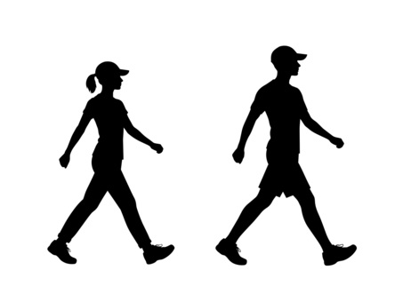 Illustration, walking, silhouette, men and women, 