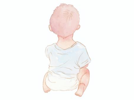 赤ちゃん06 赤ちゃん06 赤ちゃん,子ども,後ろ,背中,こども,乳児,人物,水彩,ベビー,幼児のイラスト素材
