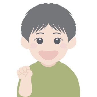 ジャンケンをする男の子　グー ジャンケン,男の子,グー,遊び,かわいい,シンプル,バストアップのイラスト素材