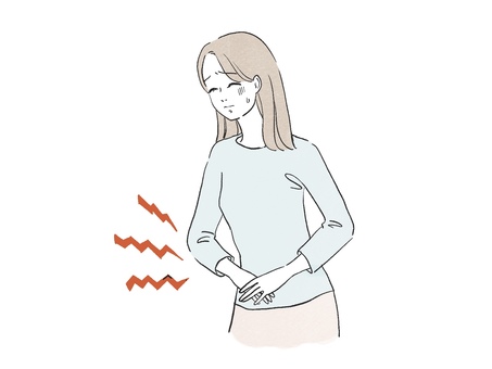 腹痛・生理痛に悩む女性 腹痛,生理痛,体調不良,pms,月経,生理ケア,更年期,セルフケアのイラスト素材