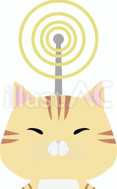 電波_受信_猫_ちゃとら 電波,受信,猫のイラスト素材