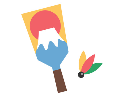 羽子板のアイコン/富士 玩具,シンプル,ベクター,羽子板,羽付,昭和,正月,お正月,1月,レトロのイラスト素材