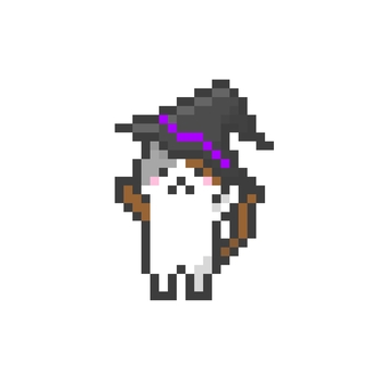ドット絵のばんざいするねこ魔女三毛 ピクセル,ピクセルアート,ドット絵,かわいい,猫,三毛猫,三毛,柄,バンザイ,喜びのイラスト素材