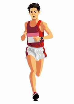 マラソンランナー15 マラソン,ランナー,ランニング,ジョギング,長距離走,中距離走,持久力,男性,人物,一人のイラスト素材