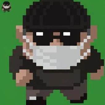 歩く不審者のドット絵 不審者,犯人,サングラス,マスク,ニット帽,怪しい,人物,男性,ドット絵,レトロのイラスト素材