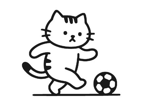 サッカーボールを蹴るネコ 猫,ネコ,ねこ,サッカー,サッカーボール,スポーツ,キック,シュート,ドリブル,試合のイラスト素材