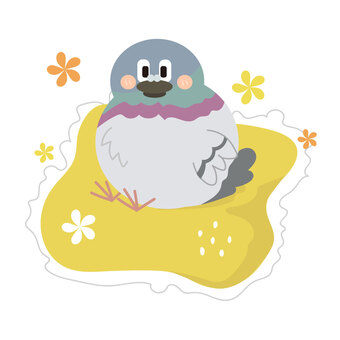くつろぐ可愛い鳩 鳩,はと,鳥,動物,生き物,小動物,野生動物,くつろぐ,癒される,落ち着くのイラスト素材