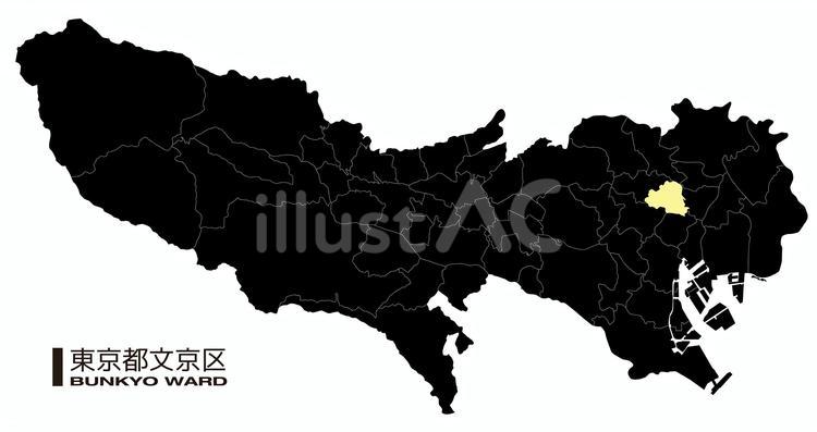 東京都文京区の位置地図_05 文京区,東京都,23区のイラスト素材