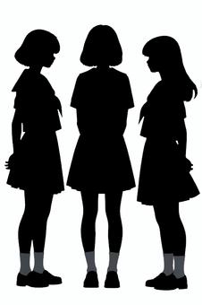 友達と会話をする女子高生 会話,女子高生,学生,セーラー服,女子,トーク,噂話,相談,休み時間,ローファーのイラスト素材