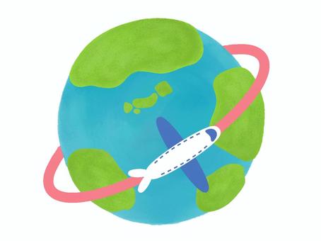 世界一周 世界一周,旅,旅行,世界旅行,世界一周旅行,一周,観光,飛行機,乗り物,地球のイラスト素材