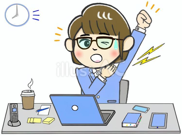肩凝ったな、帰るかな、疲れた女性会社員 ビジネス,ビジネスウーマン,パーソンのイラスト素材