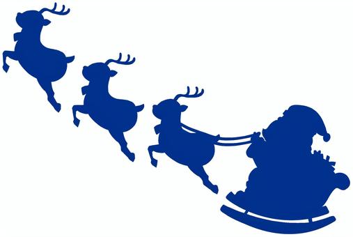 サンタクロース・クリスマスイブ サンタクロース,トナカイ,クリスマス,クリスマスイブ,シルエット,影,青,メリークリスマス,xmas,christmasのイラスト素材