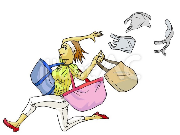 エコバッグ推奨 エコバッグ,マイバッグ,レジ袋のイラスト素材