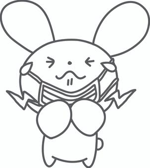 喉が痛くてつらいうさぎの線画イラスト 喉,痛い,つらい,線画,塗り絵,白黒,マスク,風邪,体調不良,うさぎのイラスト素材
