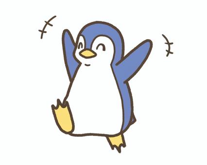 喜ぶペンギン2 ペンギン,動物,ペット,デフォルメ,動物園,アニマル,シンプル,手書き,嬉しい,楽しいのイラスト素材