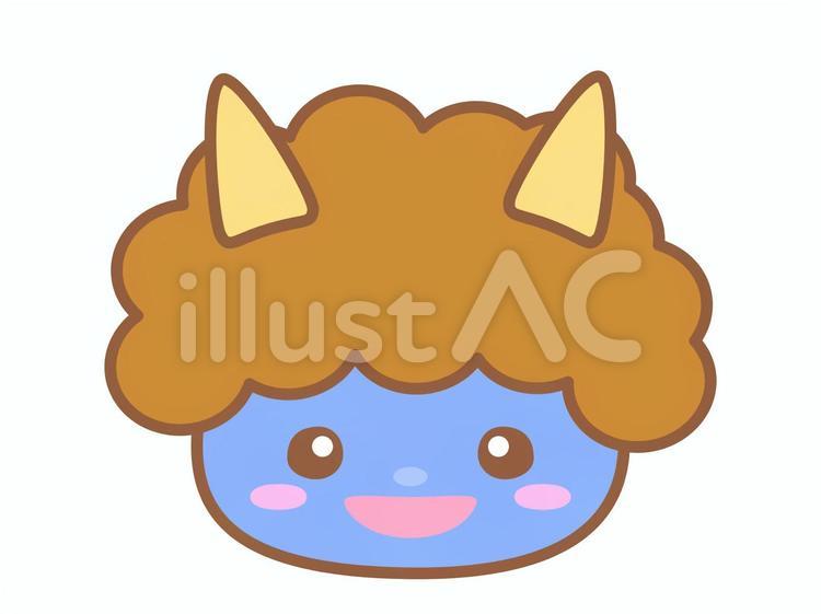 青鬼の顔 鬼,青鬼,かわいいのイラスト素材