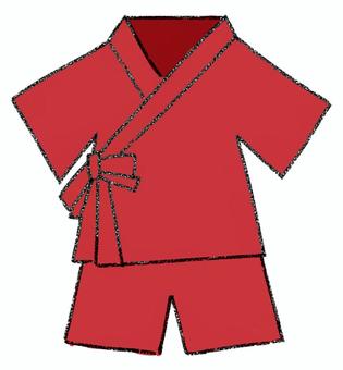 甚平(赤) 甚平,赤,こども,お祭り,おまつり,夏祭り,縁日,小学生,子供,館内着のイラスト素材