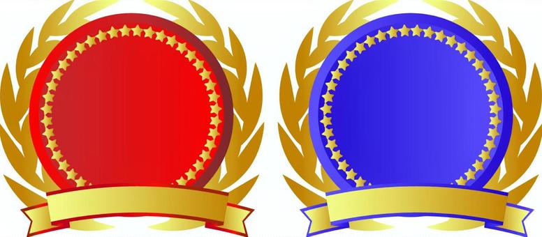 Medal red / blue, , JPG, PNG and AI