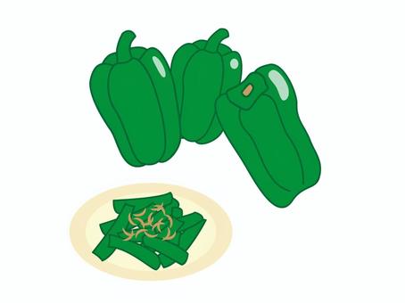 夏野菜の素材、ピーマン ピーマン,野菜,夏野菜,ピーマン炒め,食べ物,食材,イラスト,シンプル,素材,挿絵のイラスト素材