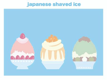 ３種のかき氷 かき氷,いちご,マンゴー,抹茶,宇治金時,白玉,スイーツ,デザート,氷菓のイラスト素材