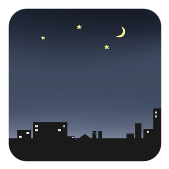 都会の夜空 夜空,都会,街,夜,深夜,月,星,風景,景色,シンプルのイラスト素材
