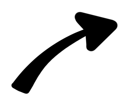 手書き太線矢印 上昇 黒