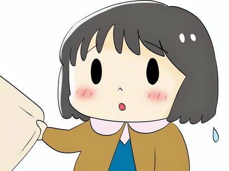 服をつまんで不安そうにする女の子 女の子,つまむ,不安,寂しい,甘えるのイラスト素材