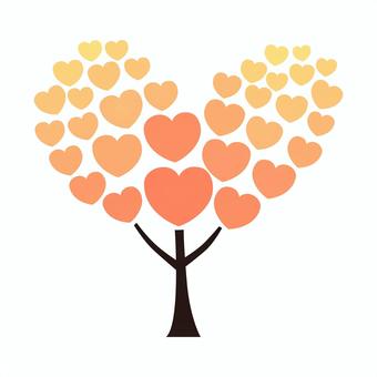 たくさんのハートでできた木_オレンジグラ ハート,葉,木,育てる,sdgs,カラー,グラデーション,未来,自然,見守りのイラスト素材
