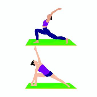 ヨガ 0115 ヨガ,ポーズ,ストレッチ,エクササイズ,運動,女性,ヨガマット,健康,フィットネス,シンプルのイラスト素材