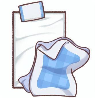 布団・ぐちゃぐちゃ・寝起きブルー 手描き,アイコン,布団,乱れる,枕,掛け布団,敷布団,生活,寝具,起きがけのイラスト素材