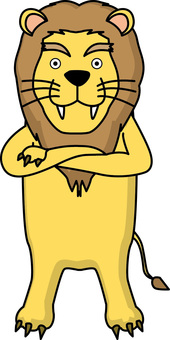 ライオン考える ライオン,考える,腕,組む,動物,顔,王者,オス,強い,デフォルメのイラスト素材