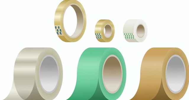 テープのイラストセット テープのイラストセット テープ,ガムテープ,養生テープ,oppテープ,セロハンテープ,メンディングテープ,文房具,梱包,包装,事務用品のイラスト素材