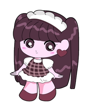 アイドル　メイド　女の子　イラスト アイドル,メイド,かわいい,女の子,アニメ,ミニキャラ,アイコン,ワンポイント,チェック柄,推しのイラスト素材