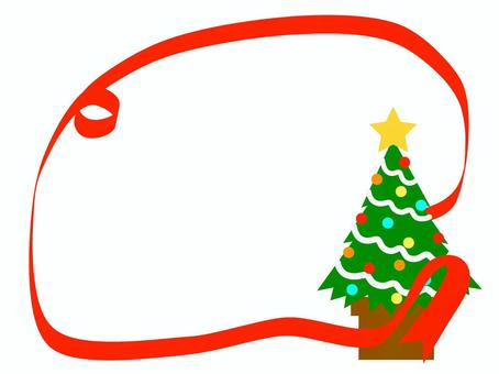 クリスマスツリーとリボンフレーム