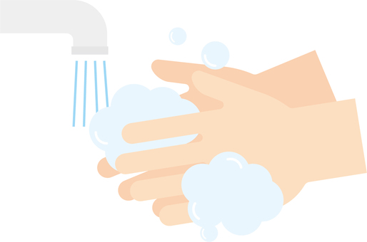 手洗いのイラスト 手,手洗い,清潔,感染予防,習慣,健康,ウィルス対策,風邪予防,洗浄,泡のイラスト素材