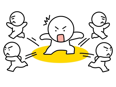 多くの人に去られる棒人間 去る,棒人間,逃げる,去られる,逃げられる,走る,ダッシュ,逃避,避難,嫌いのイラスト素材