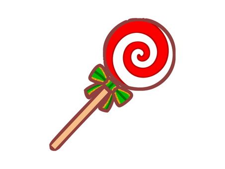 クリスマス リボン ロリポップ（線あり） ロリポップ・キャンディ,棒付きキャンディ,菓子,オーナメント,クリスマスカラー,クリスマス,聖夜,イヴ,冬,12月のイラスト素材
