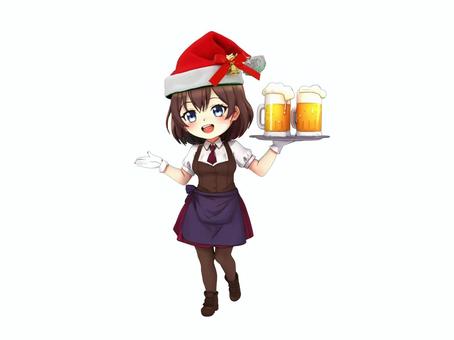居酒屋クリスマスパーティーのサンタガール クリスマス,サンタクロース,サンタ,サンタガール,女サンタ,女サンタクロース,クリスマスパーティー,クリスマスパーティ,忘年会,パーティーのイラスト素材