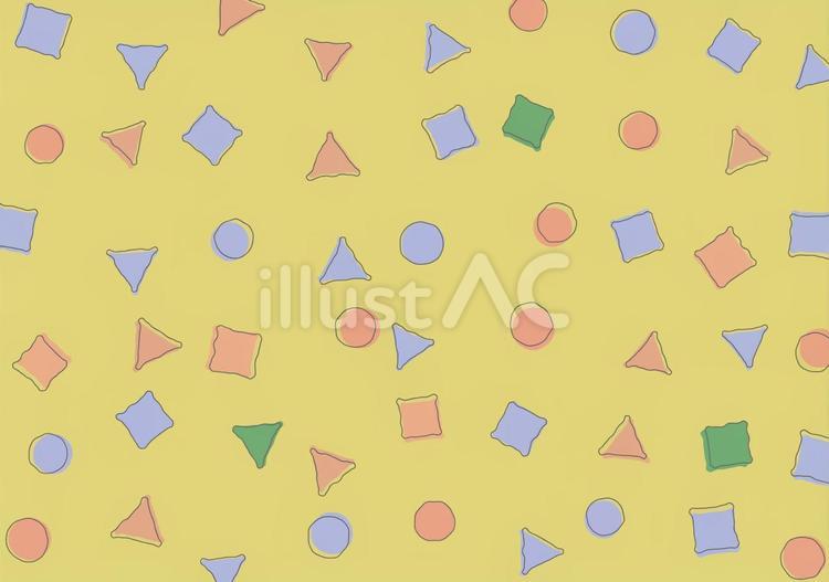 丸、三角、四角の可愛い背景素材 円,丸,三角のイラスト素材