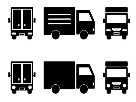 トラック＿後＿横＿前＿セット トラック,車,自動車,貨物自動車,乗り物,前,正面,横,側面,後のイラスト素材