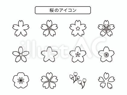 桜のアイコンセット05【線のみ】